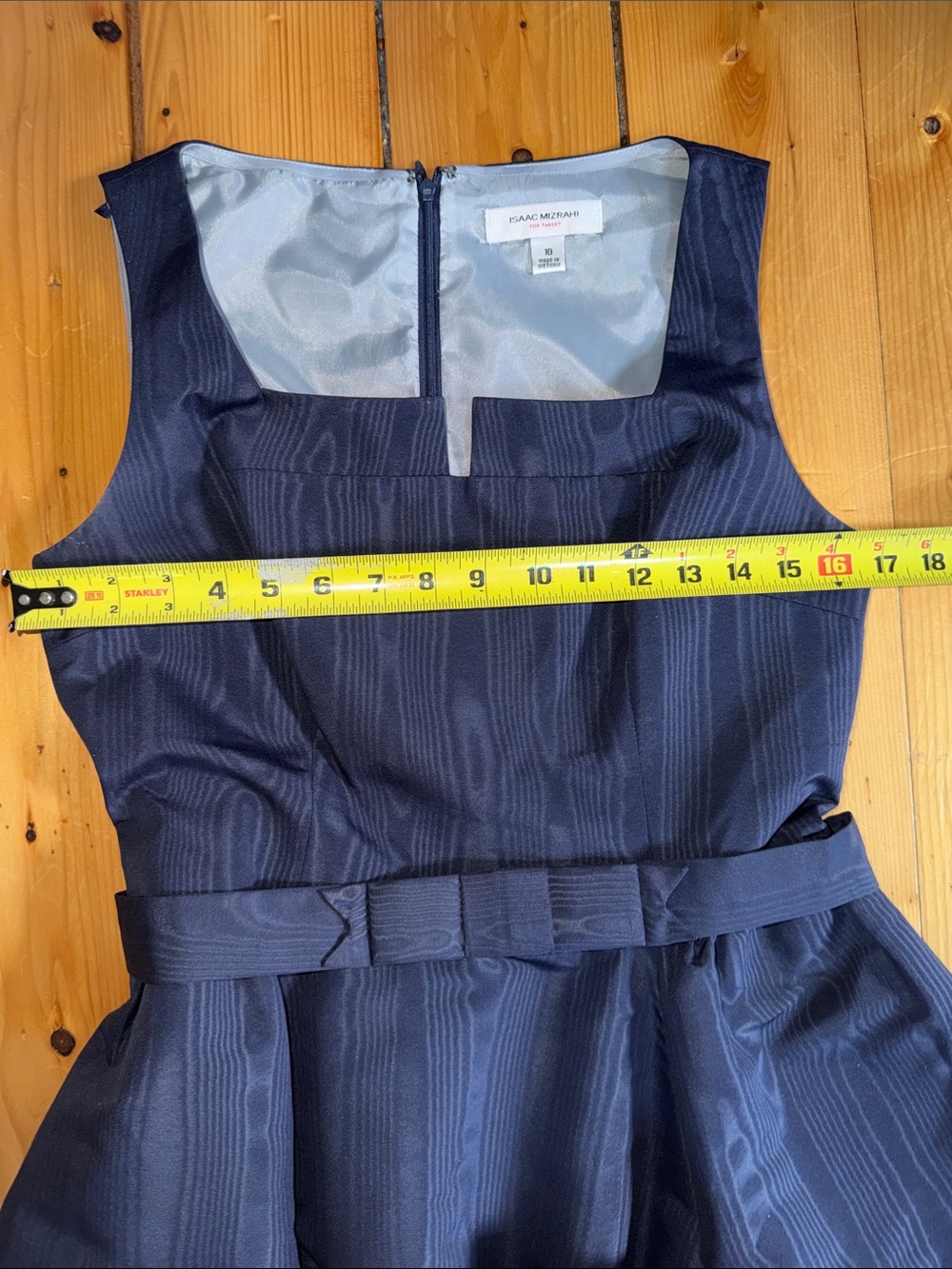Isaac Mizrahi Navy Textured Fit-and-Flare Midi Dress with Belt - Picture 4 of 7
